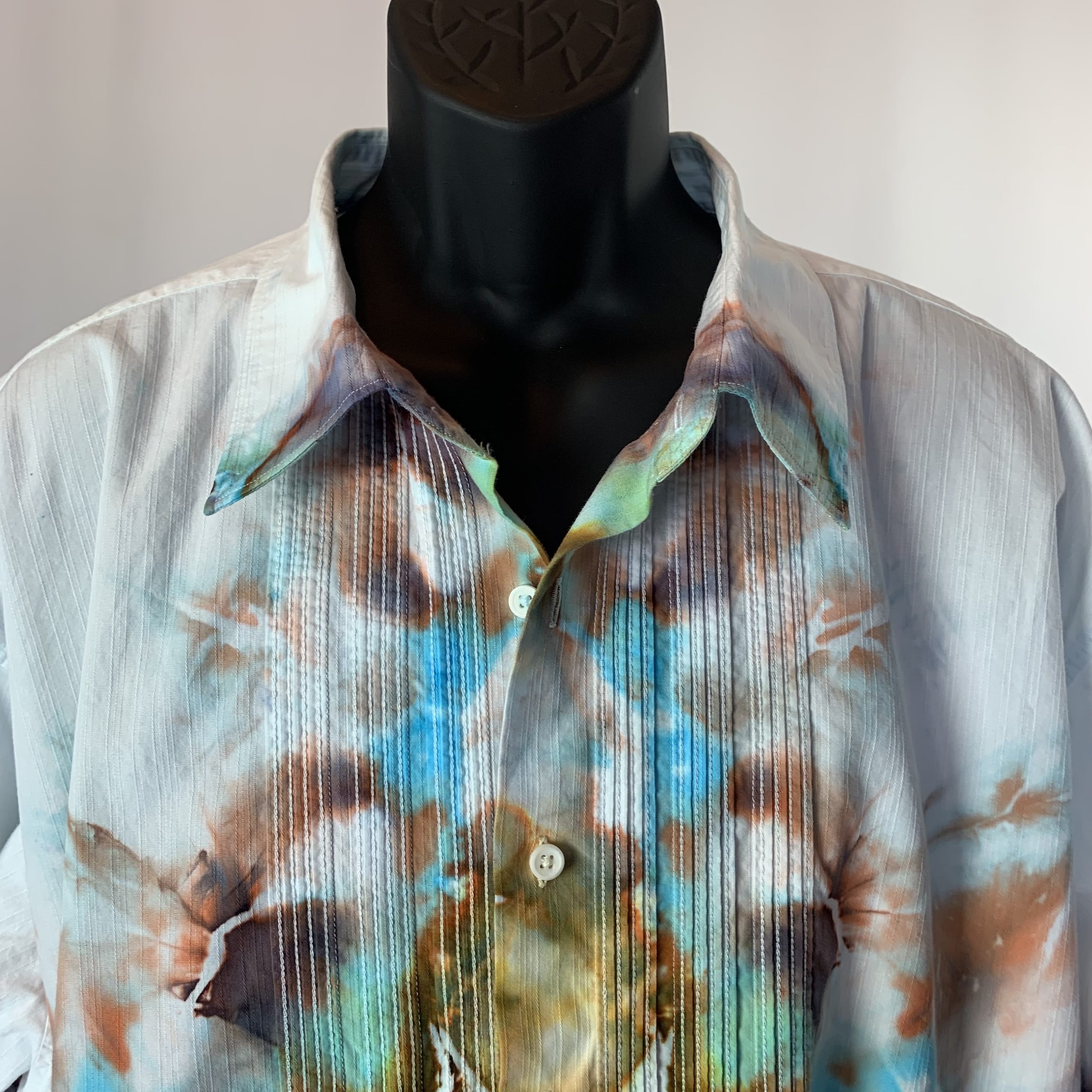 Aztec Solar Cross | Upcycled Tuxedo Shirt | Size XXXL