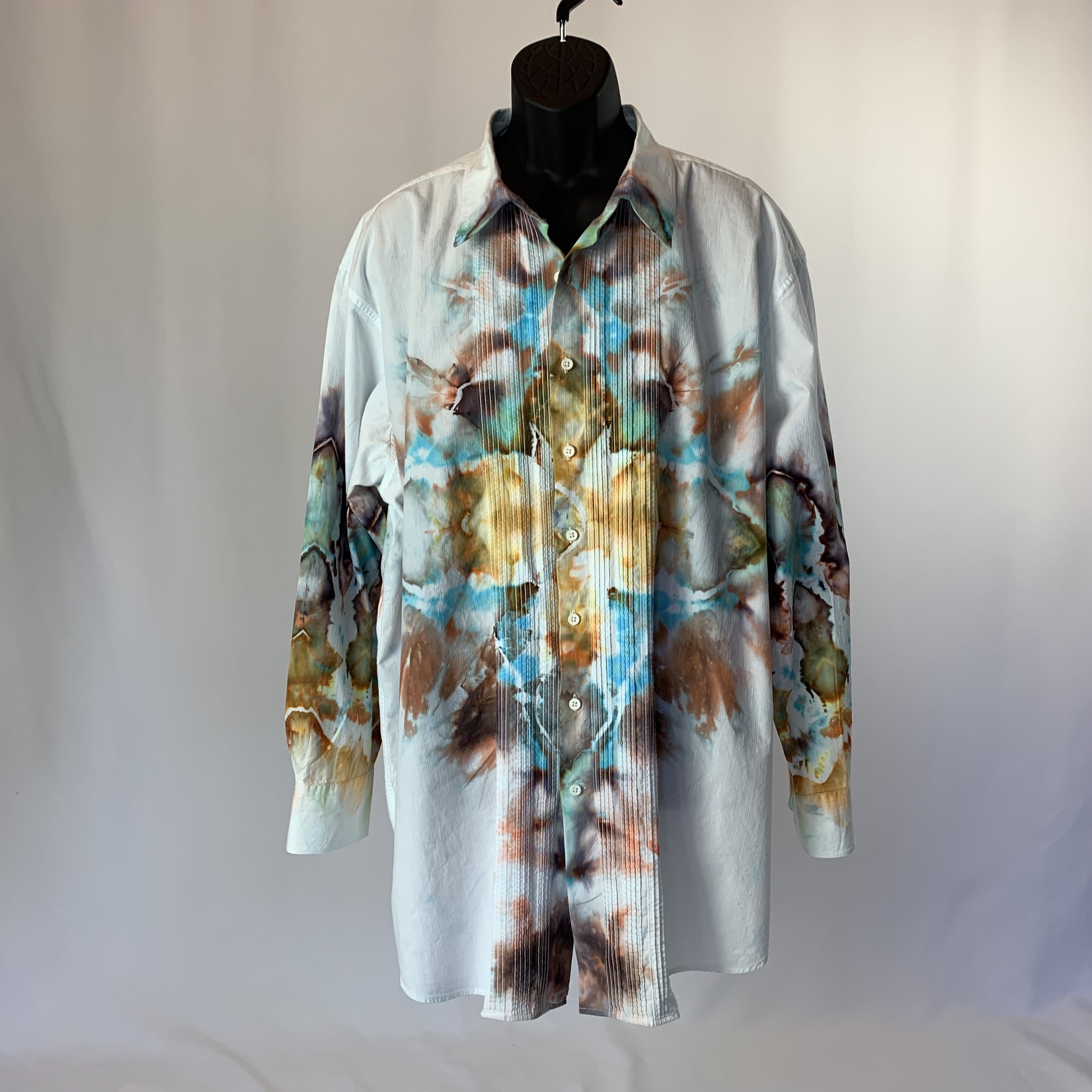 Aztec Solar Cross | Upcycled Tuxedo Shirt | Size XXXL