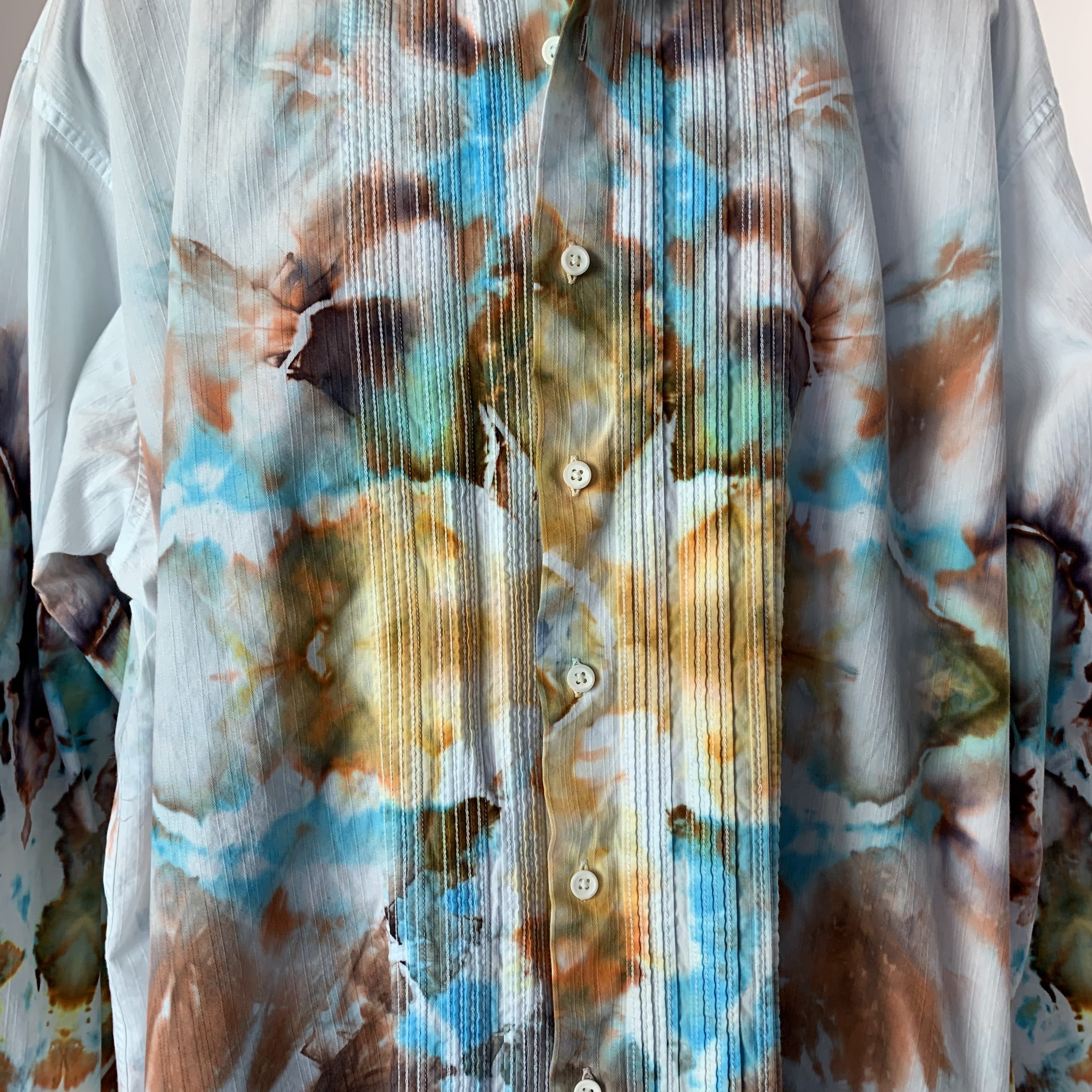Aztec Solar Cross | Upcycled Tuxedo Shirt | Size XXXL