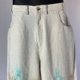 Bronze and Blue Pastel Fractals | Upcycled wide leg pants | Size XXS