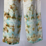 Bronze and Blue Pastel Fractals | Upcycled wide leg pants | Size XXS