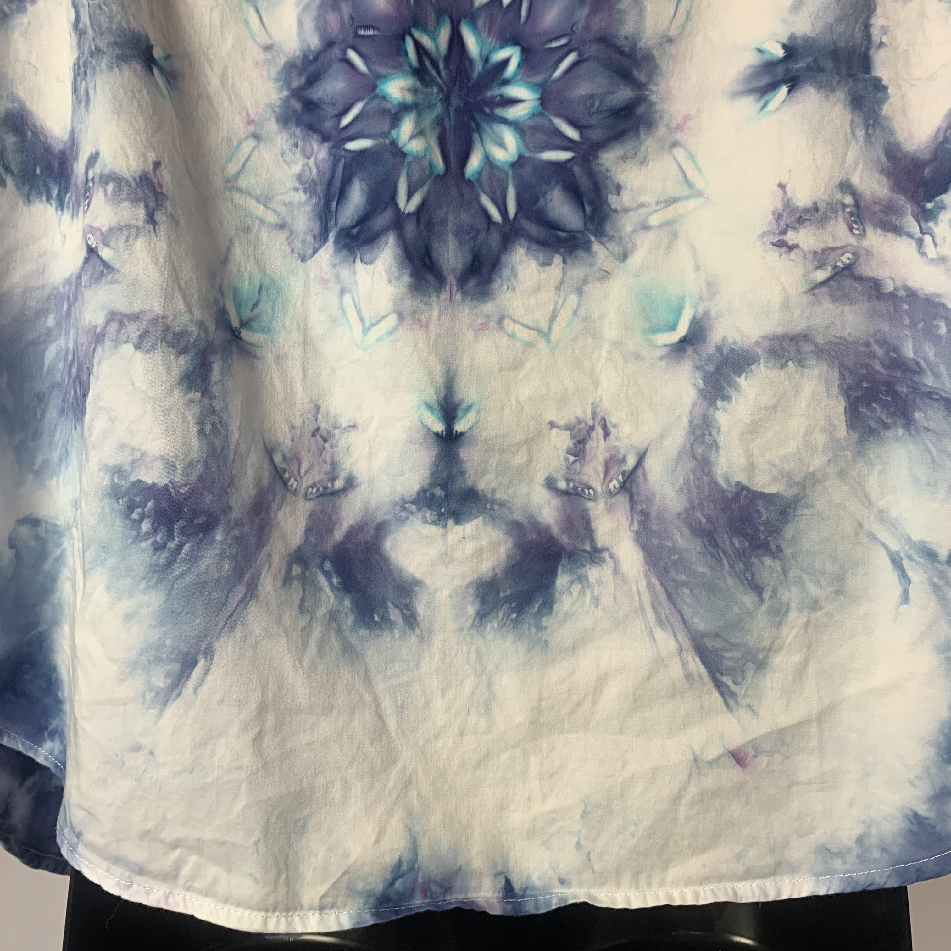 Purple and Teal Nebula | Upcycled Long Sleeve Shirt | Size L