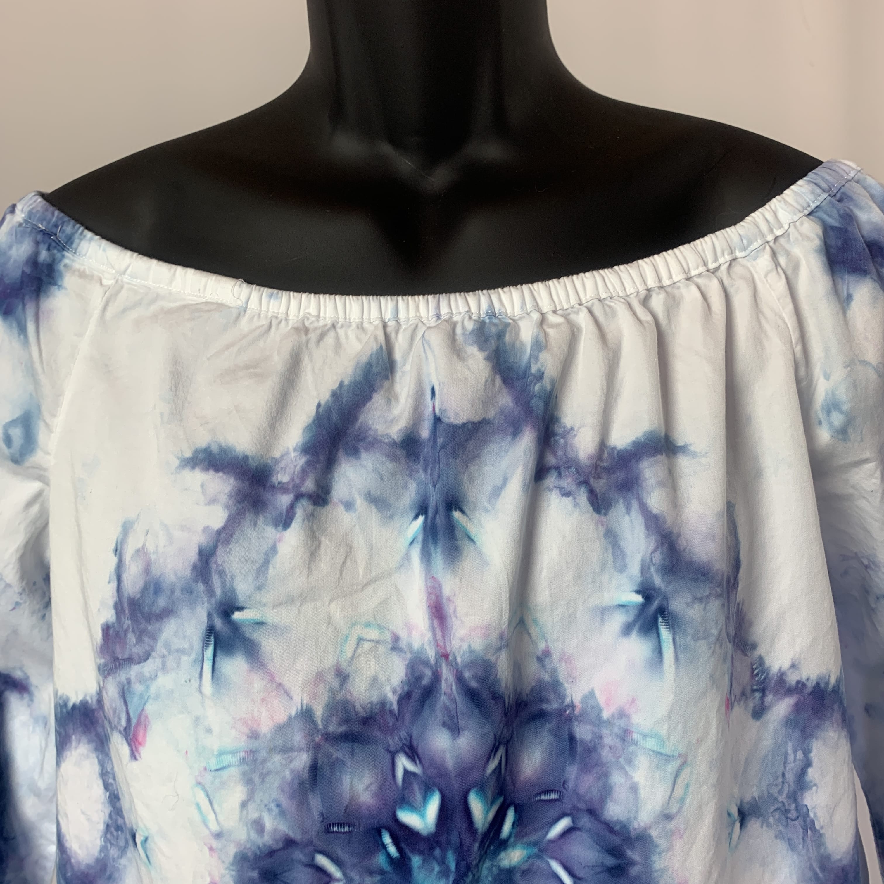 Purple and Teal Nebula | Upcycled Long Sleeve Shirt | Size L