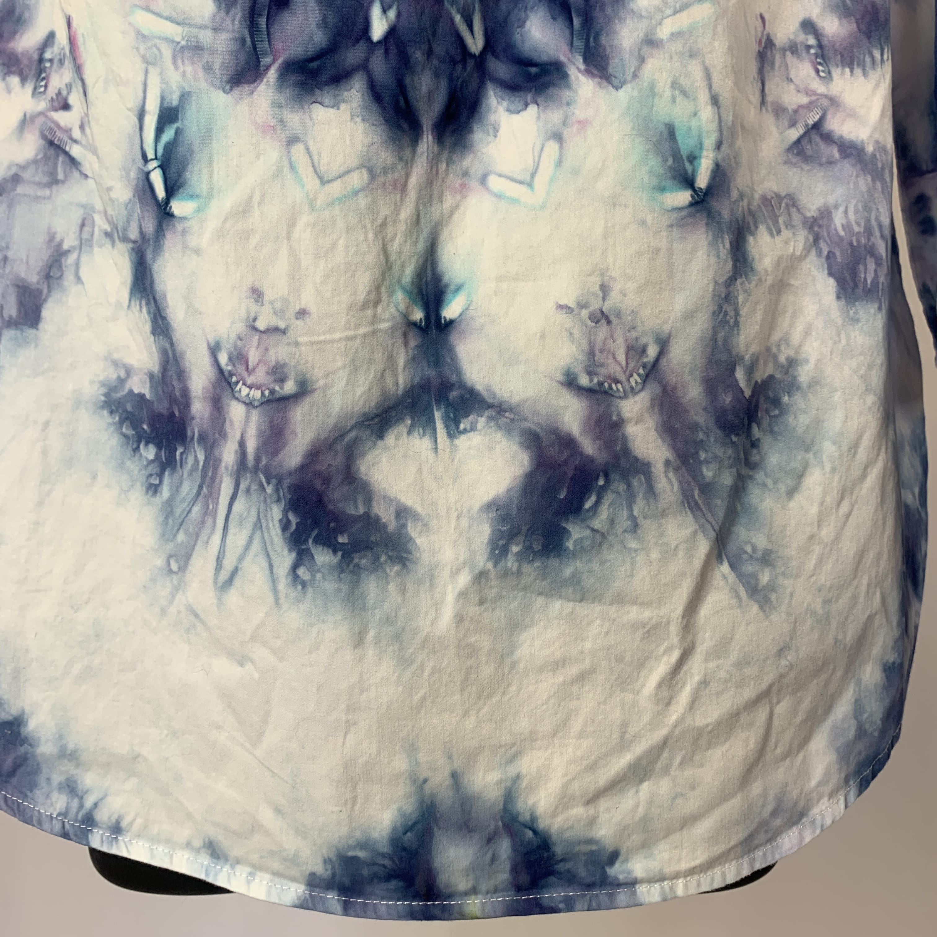 Purple and Teal Nebula | Upcycled Long Sleeve Shirt | Size L