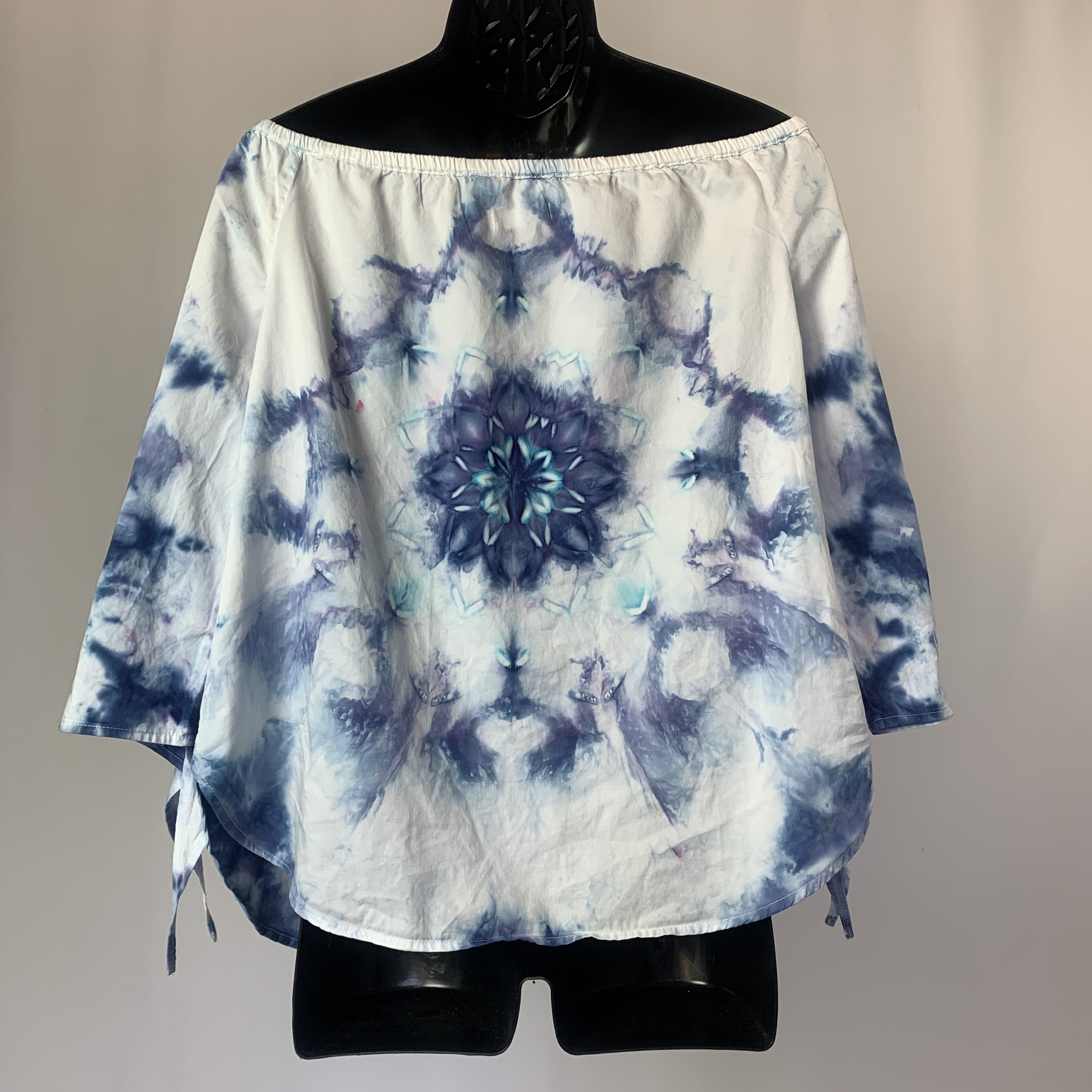 Purple and Teal Nebula | Upcycled Long Sleeve Shirt | Size L