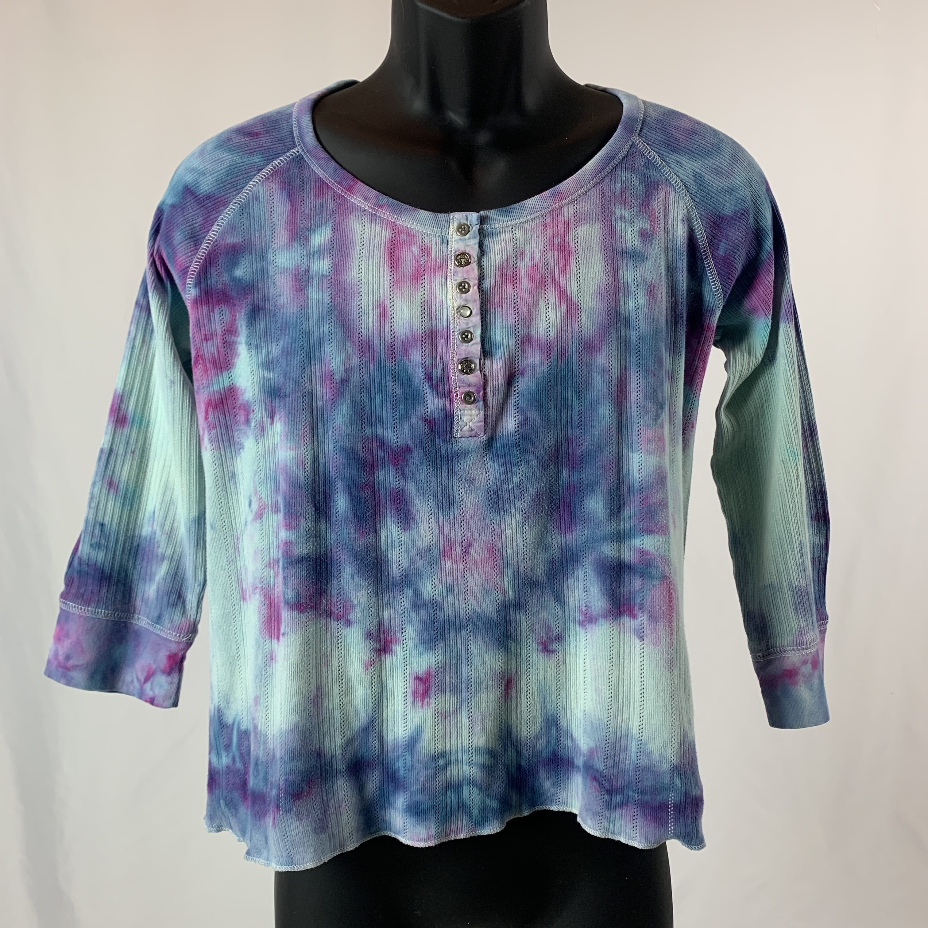 Violet Fractals | Upcycled 3/4 Length Sleeve Shirt | Size S-M