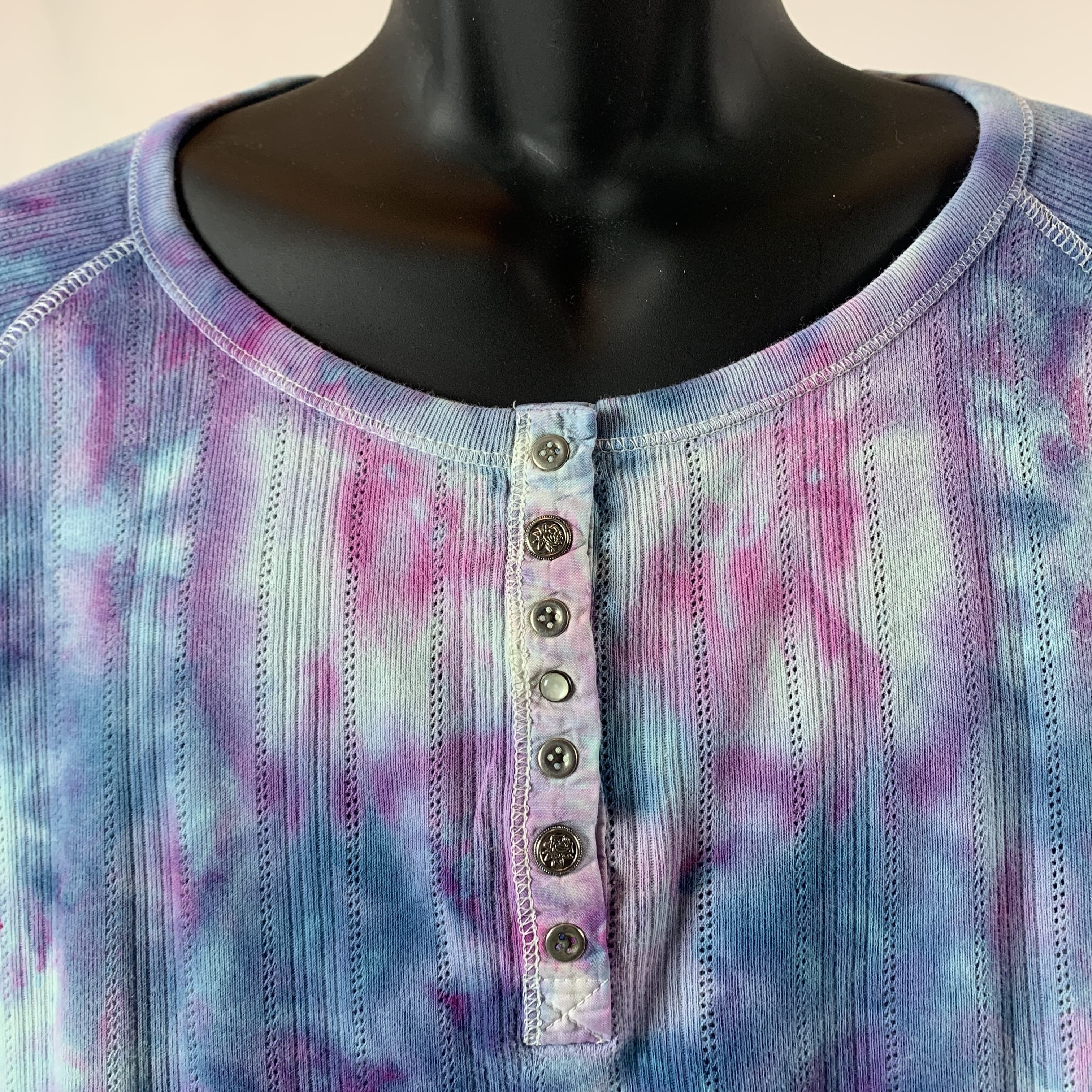 Violet Fractals | Upcycled 3/4 Length Sleeve Shirt | Size S-M