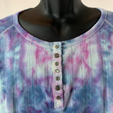 Violet Fractals | Upcycled 3/4 Length Sleeve Shirt | Size S-M