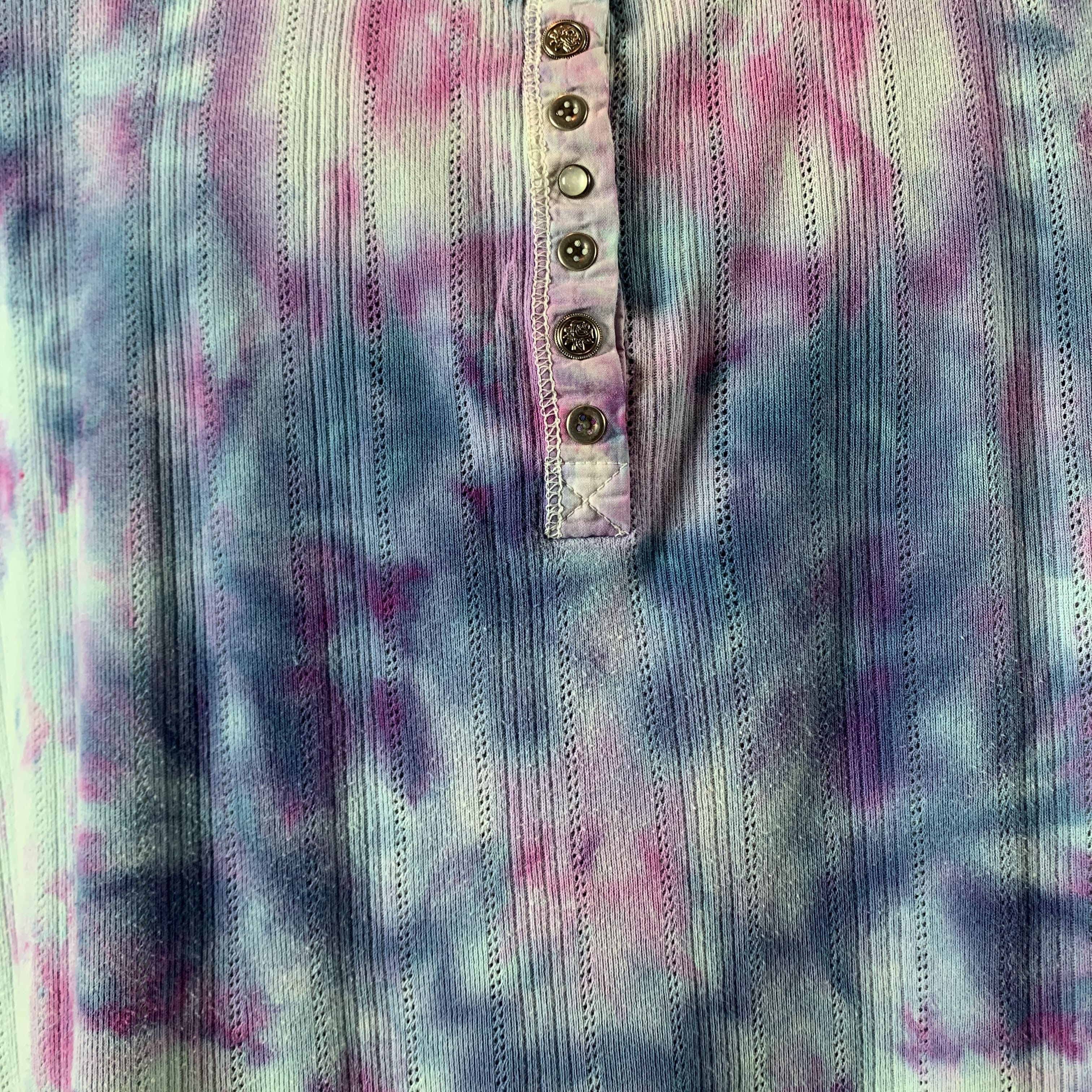 Violet Fractals | Upcycled 3/4 Length Sleeve Shirt | Size S-M