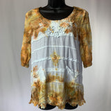 Golden Victorian Magic | Camicia a maniche lunghe 3/4 riciclata | Taglia S