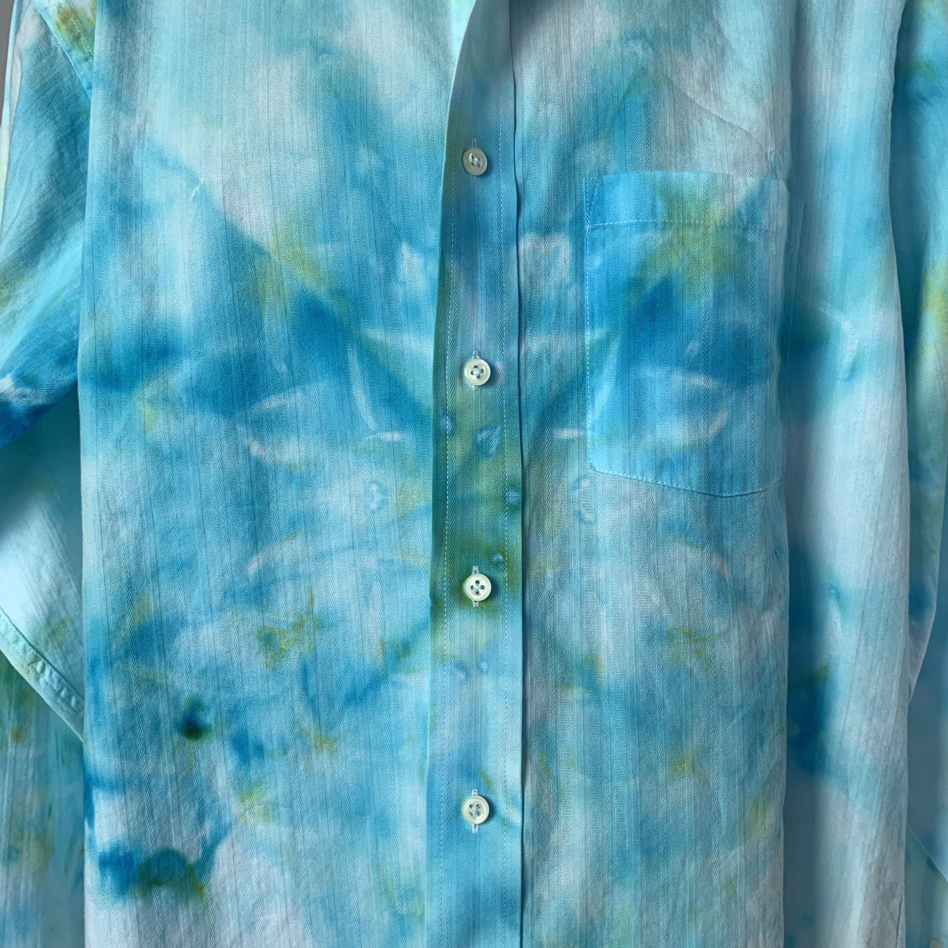 Cerulean Lotus Mandala Transmission | Upcycled Dress shirt | Size XL