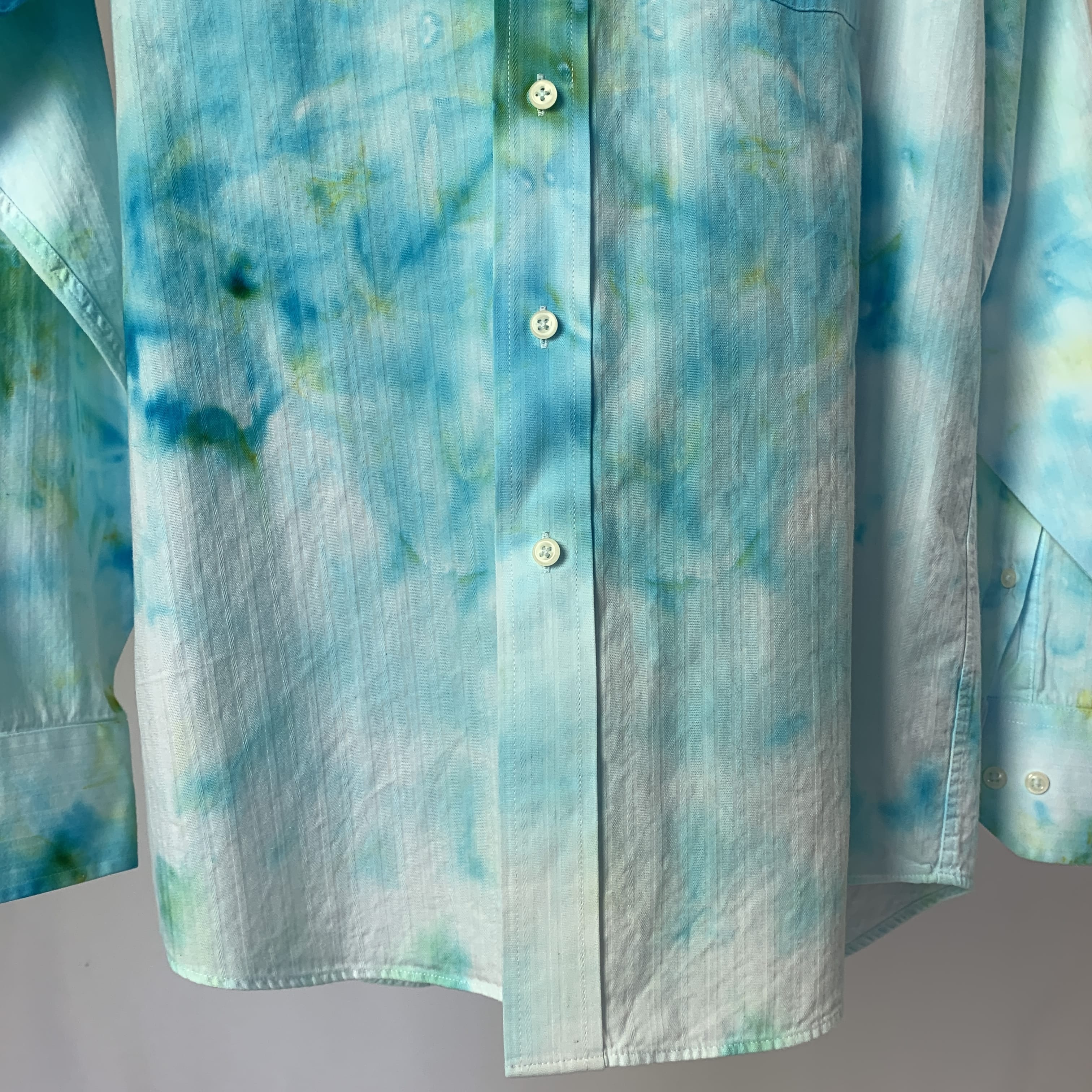 Cerulean Lotus Mandala Transmission | Upcycled Dress shirt | Size XL