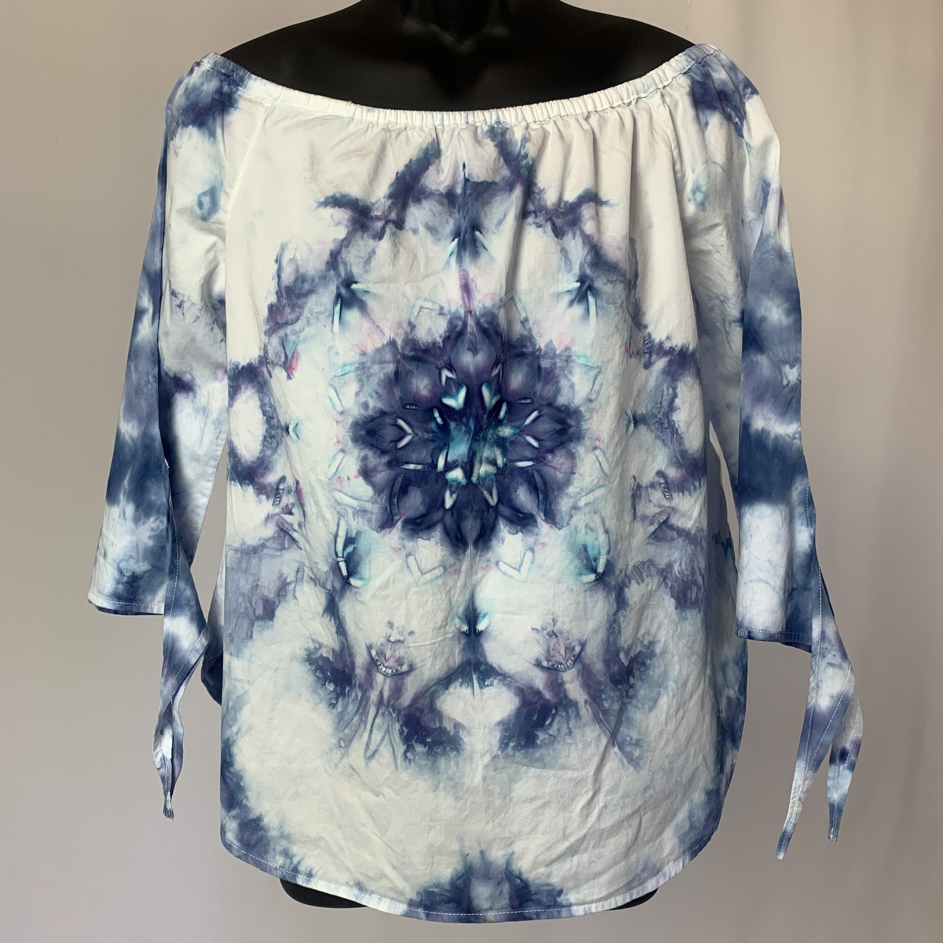 Purple and Teal Nebula | Upcycled Long Sleeve Shirt | Size L