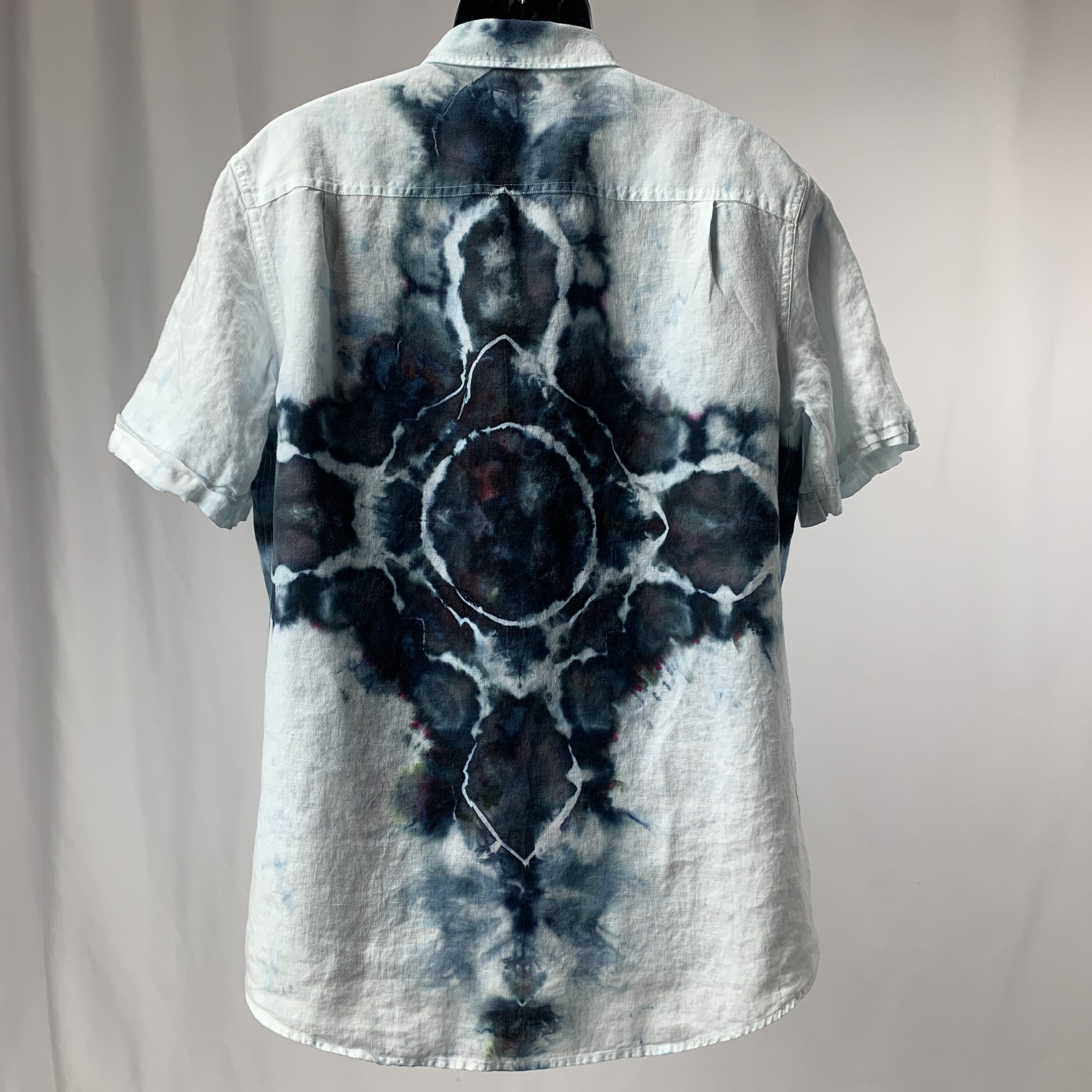 Black and Gray Cross | Upcycled Short Sleeve Shirt | Size XL
