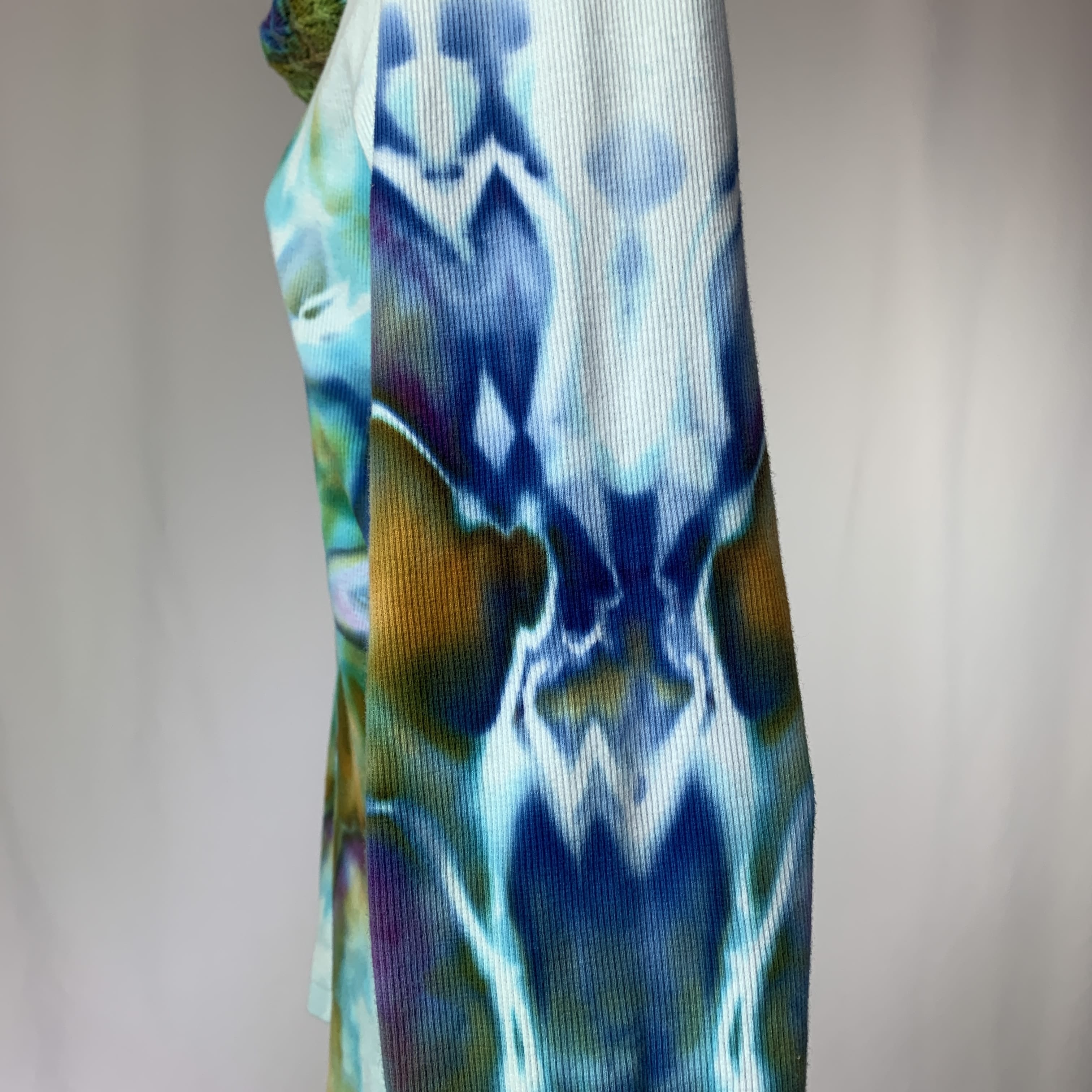 Electric Blue Star Mandala | Upcycled Long Sleeve Shirt | Size S